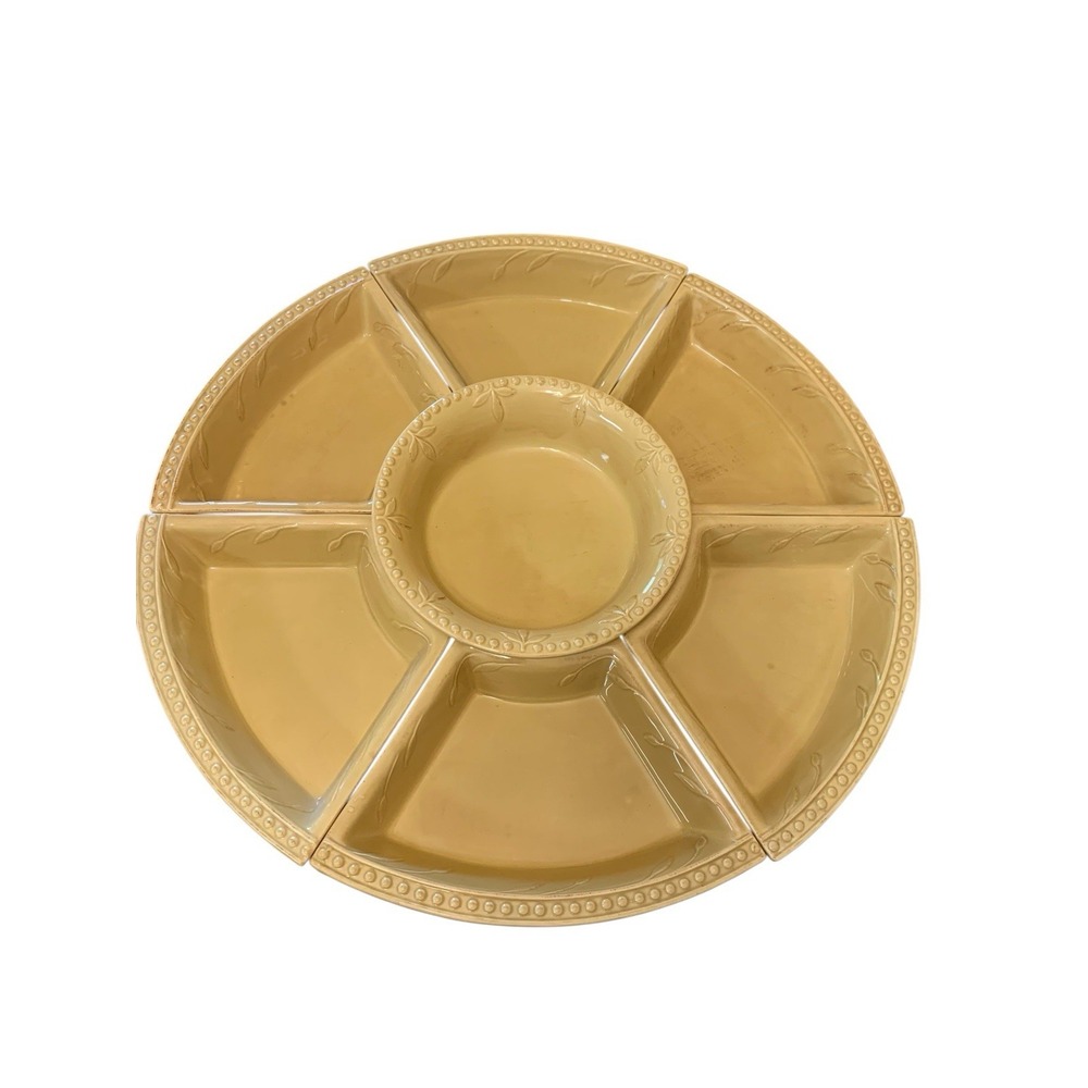 Signature Sorrento Wheat Gold 7 Piece Lazy Susan by Debby Segura 2006 Large 20"